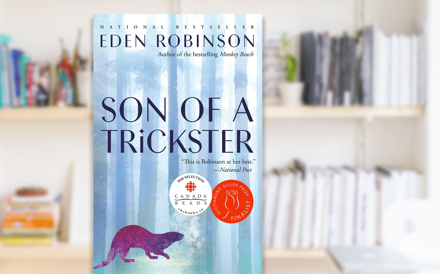 The cover of Eden Robinson's Son of a Trickster is shown, which depicts a river otter.