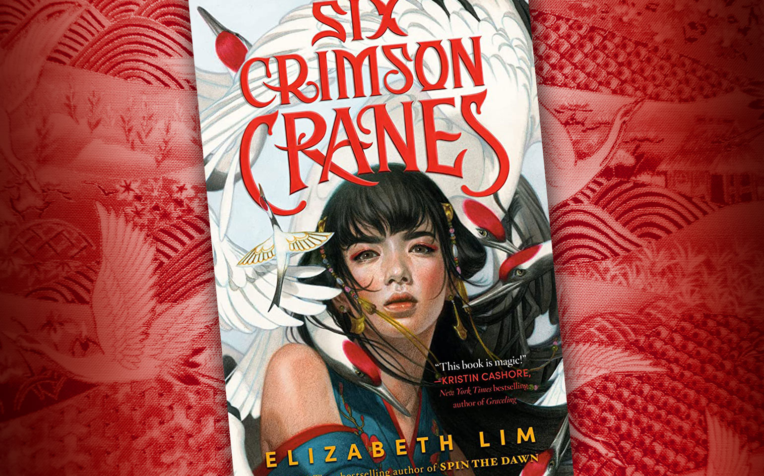 The cover of Six Crimson Cranes is shown, with the main character taking centre stage.