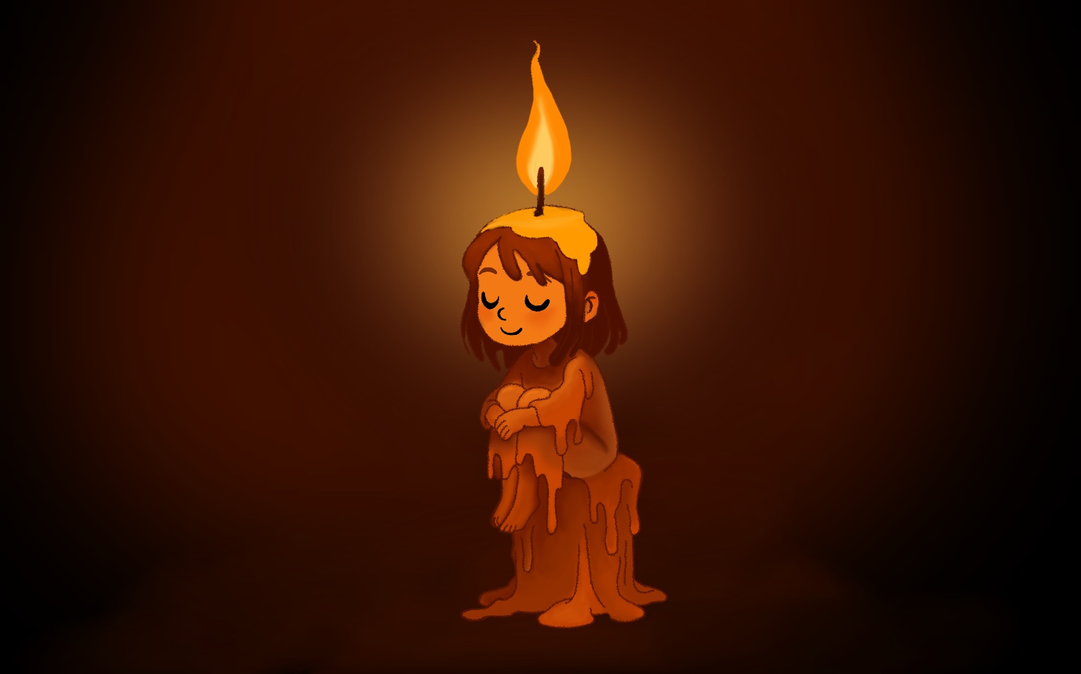 A candle is shown on someone's head to represent burnout.